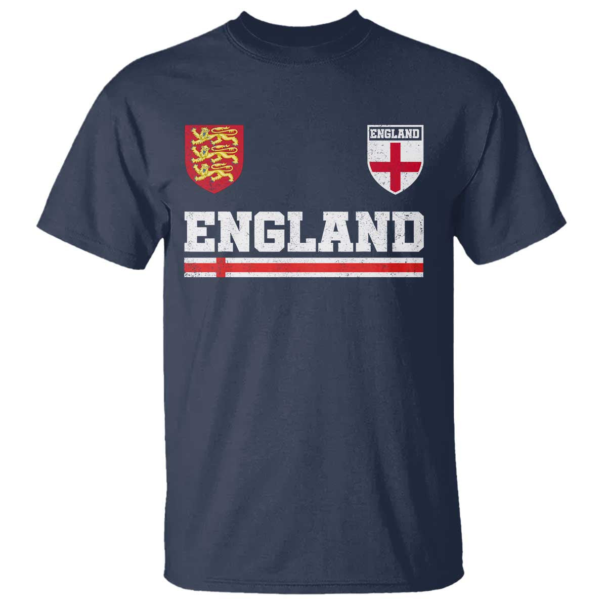 England Three Lions Symbol Red Cross Athletic Jersey Style T Shirt TS11 Navy Print Your Wear