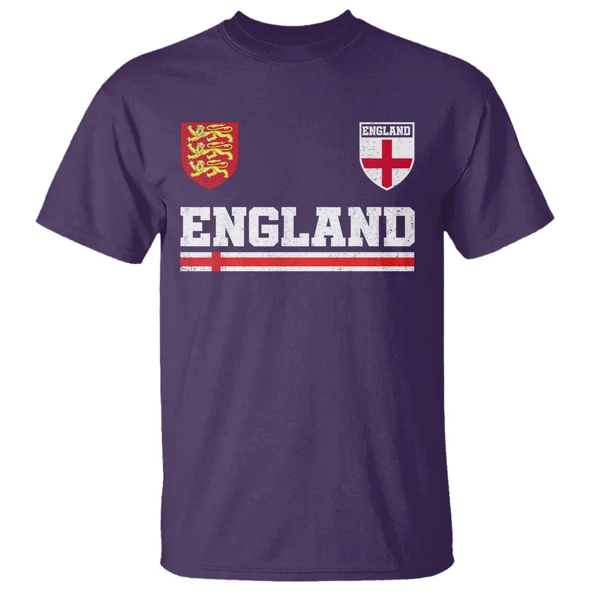 England Three Lions Symbol Red Cross Athletic Jersey Style T Shirt TS11 Purple Print Your Wear