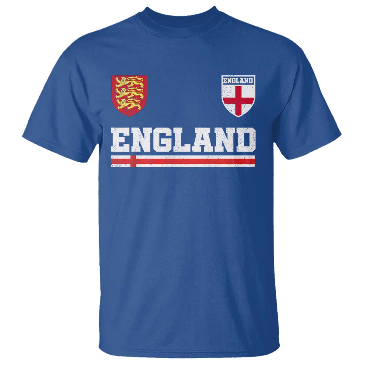 England Three Lions Symbol Red Cross Athletic Jersey Style T Shirt TS11 Royal Blue Print Your Wear