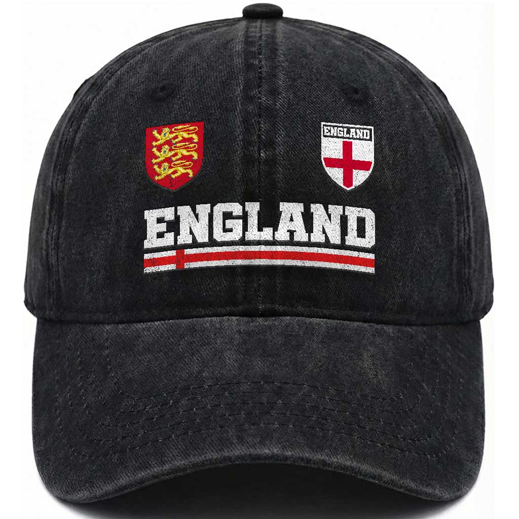 England Three Lions Symbol Red Cross Athletic Jersey Style Washed Cotton Baseball Cap TS11 Print Your Wear