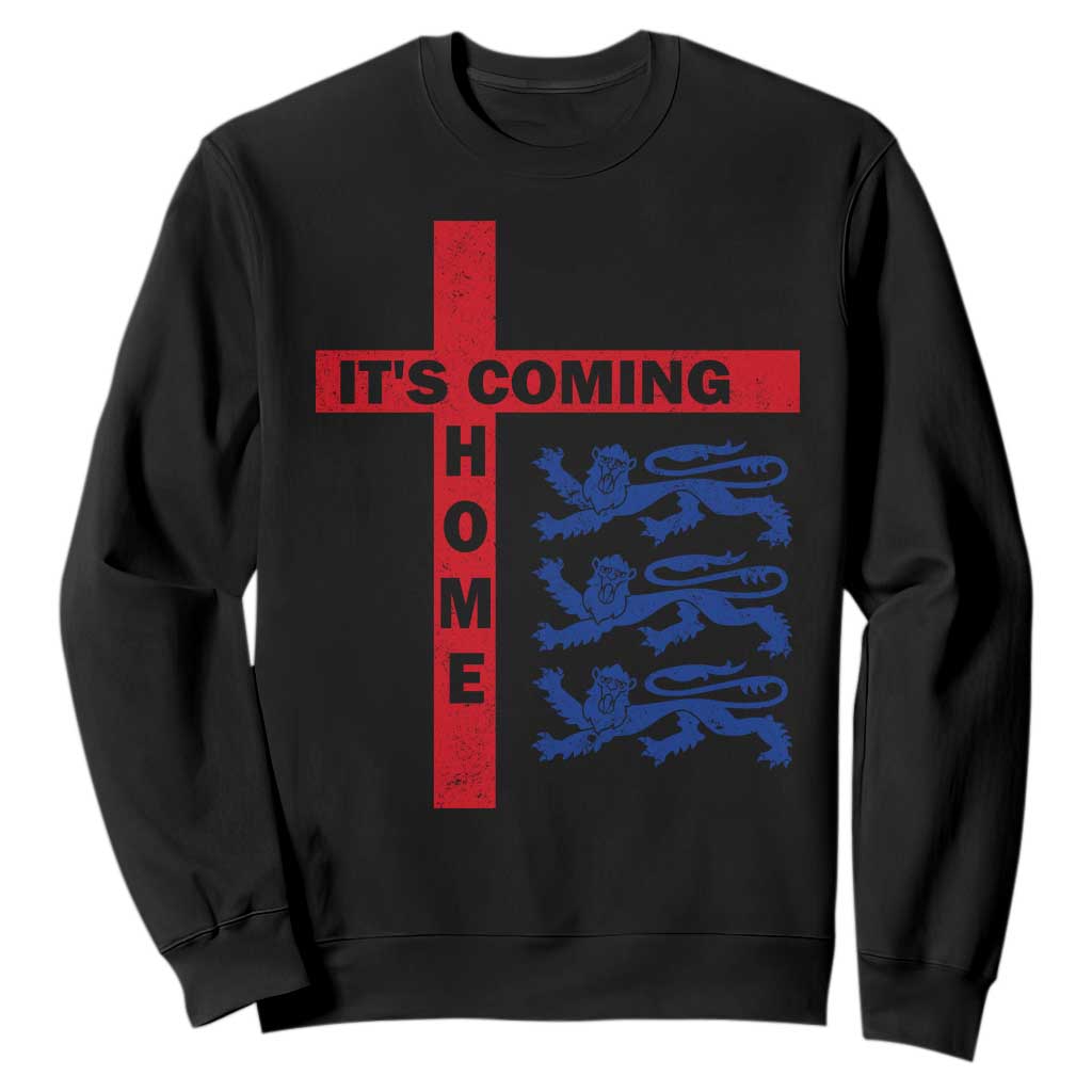 It Is Coming Home England Football Sweatshirt St George Cross Three Lions TS11 Black Print Your Wear
