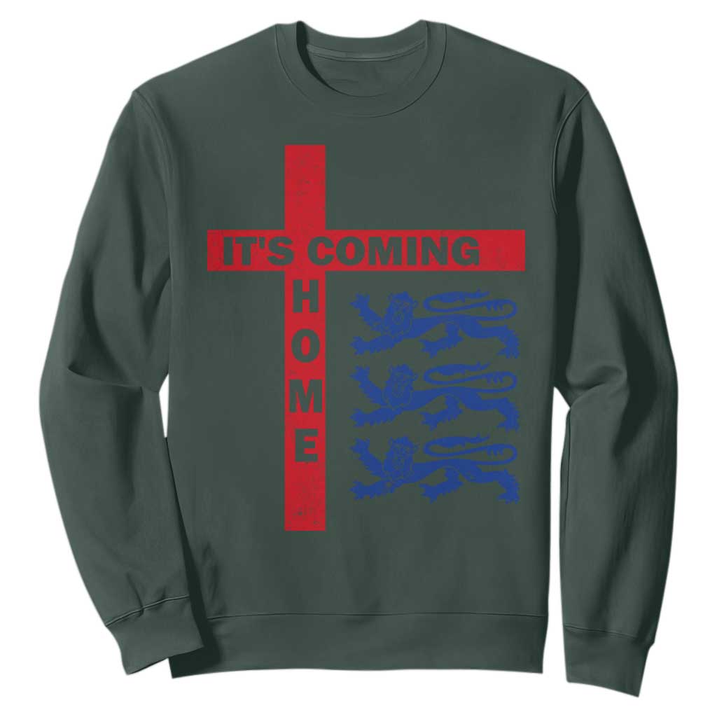 It Is Coming Home England Football Sweatshirt St George Cross Three Lions TS11 Dark Forest Green Print Your Wear