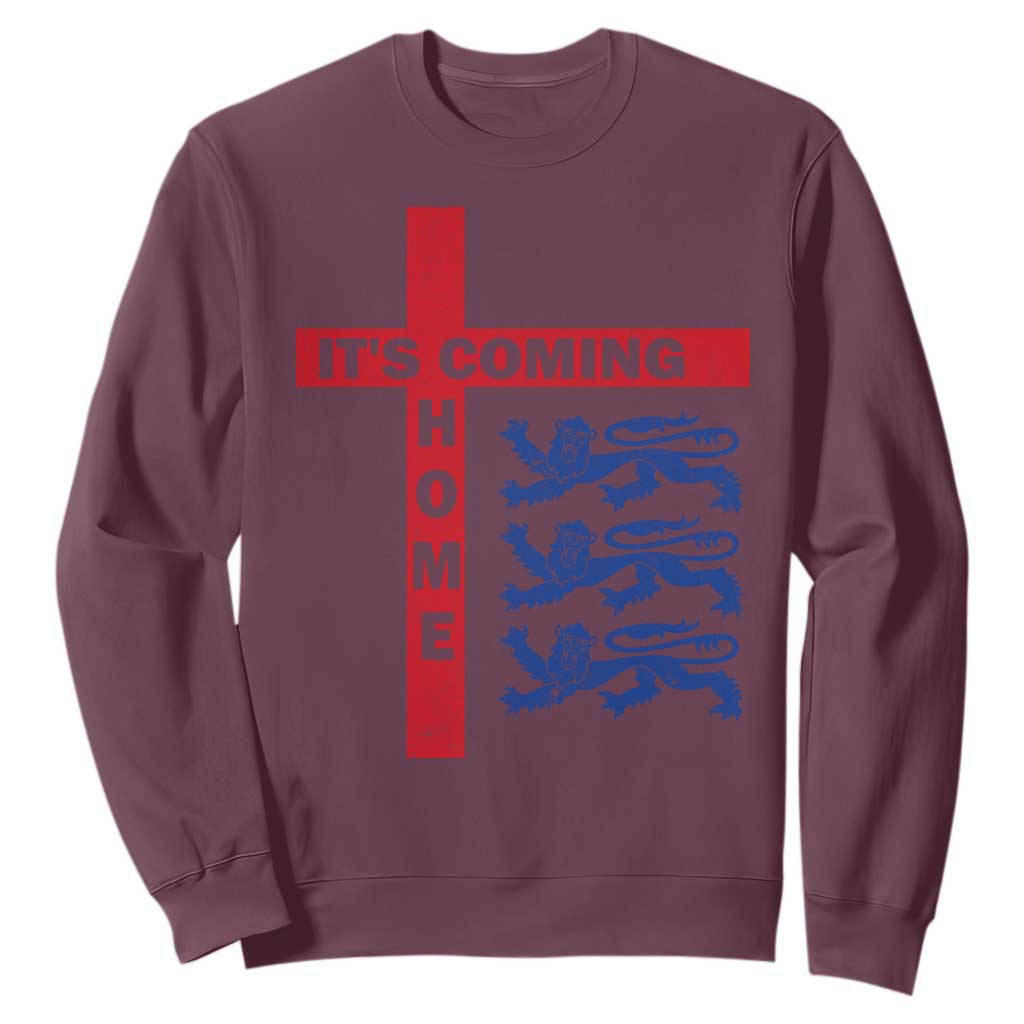 It Is Coming Home England Football Sweatshirt St George Cross Three Lions TS11 Maroon Print Your Wear