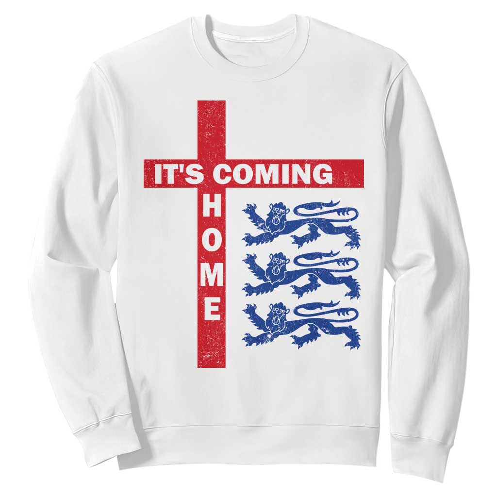 It Is Coming Home England Football Sweatshirt St George Cross Three Lions TS11 White Print Your Wear