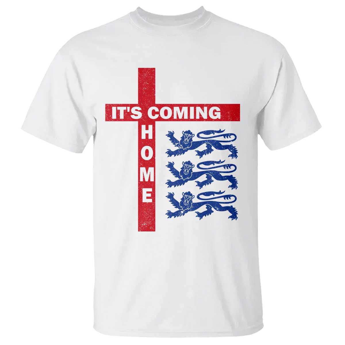It Is Coming Home England Football T Shirt St George Cross Three Lions TS11 White Print Your Wear