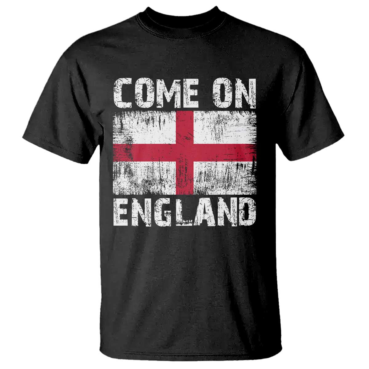 Come On England T Shirt Vintage St George Cross Flag Football Fan TS11 Black Print Your Wear