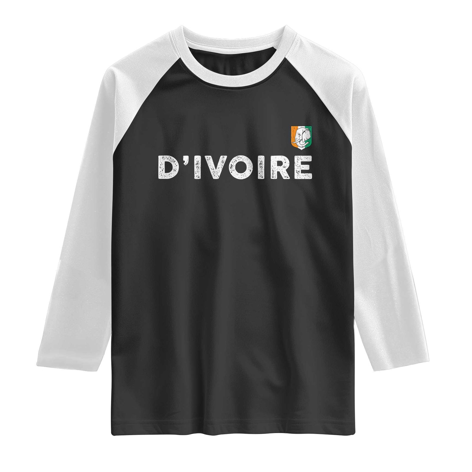 Côte D Ivoire Raglan Shirt Ivory Coast Crest Football Elephant Family Matching TS11 Black White Print Your Wear