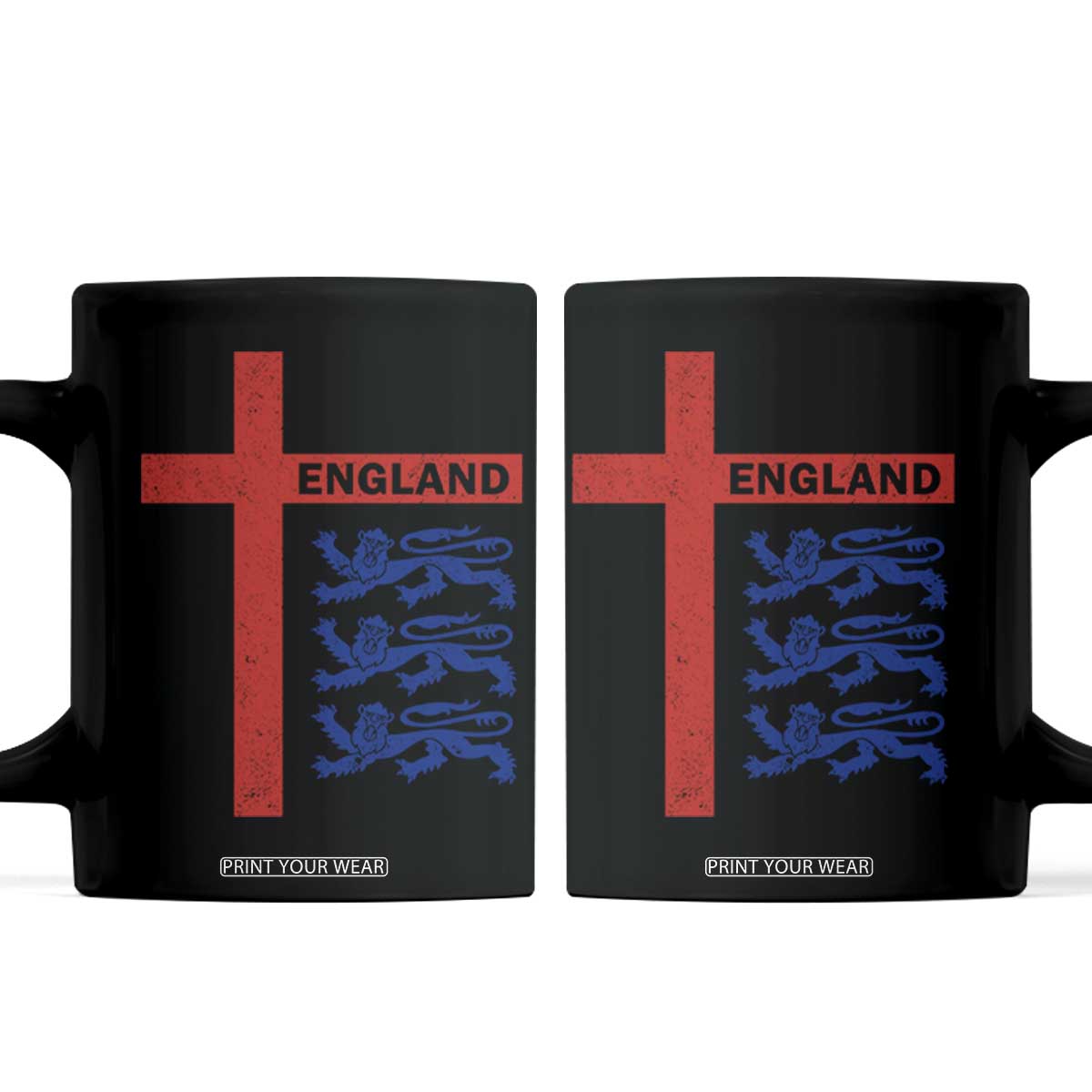 England Football St George Cross Three Lions Emblem Coffee Mug TS11 Black Print Your Wear