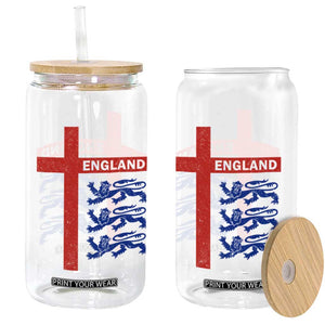 England Football St George Cross Three Lions Emblem Glass Can TS11 Print Your Wear