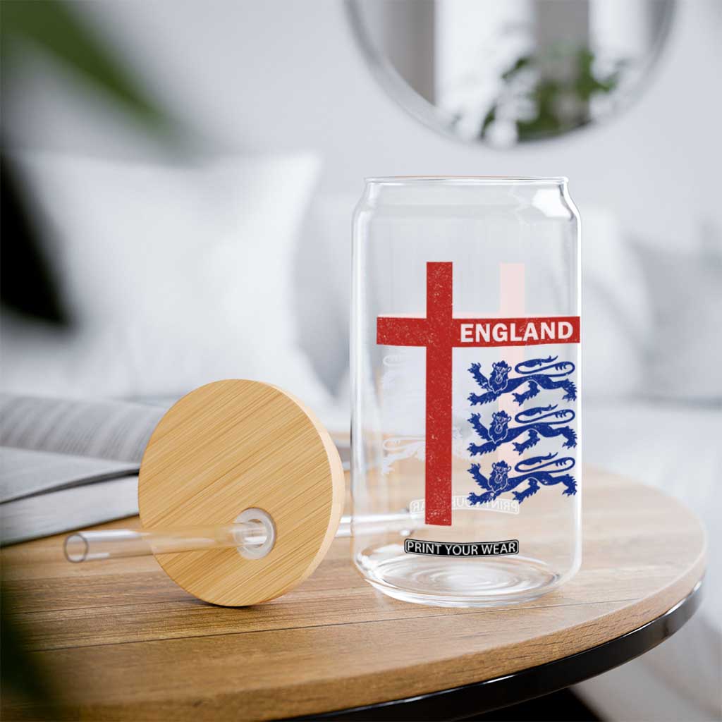 England Football St George Cross Three Lions Emblem Glass Can TS11 Print Your Wear