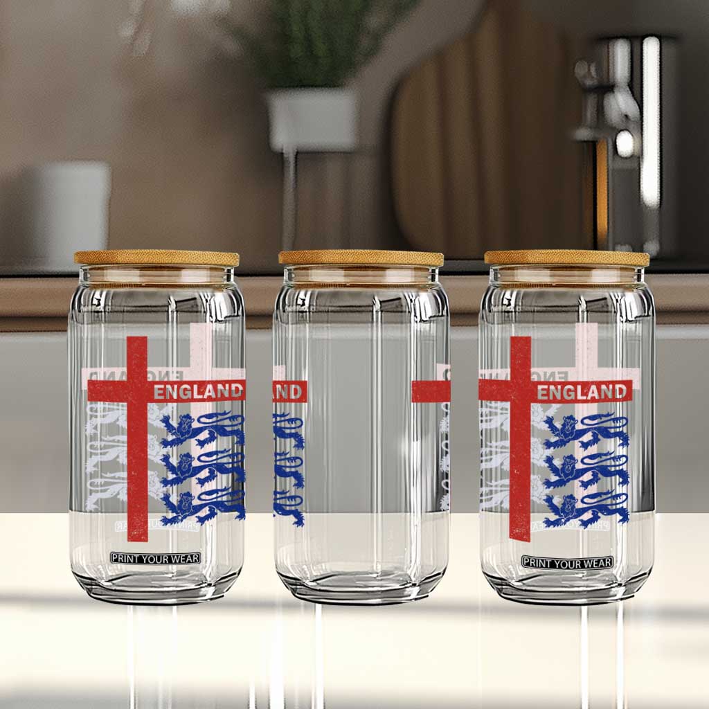 England Football St George Cross Three Lions Emblem Glass Can TS11 Print Your Wear