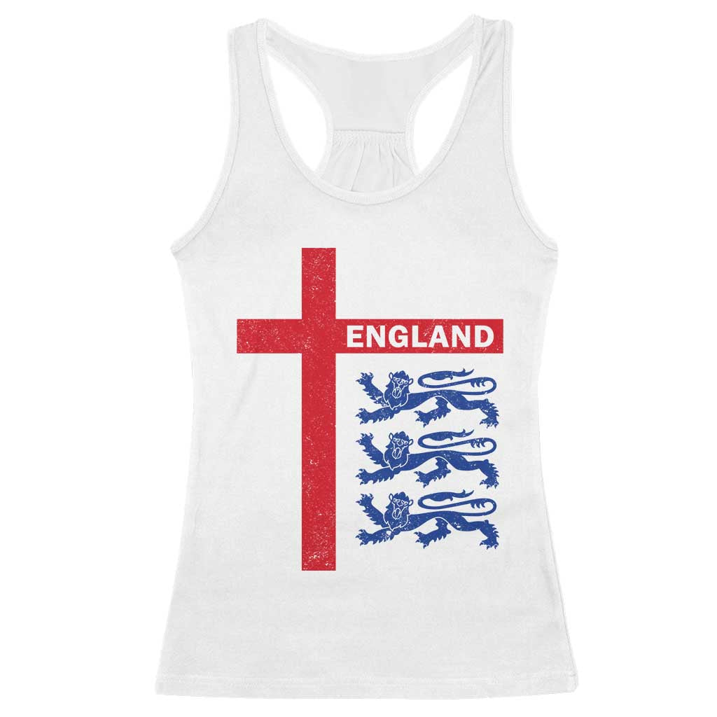 England Football St George Cross Three Lions Emblem Racerback Tank Top TS11 White Print Your Wear