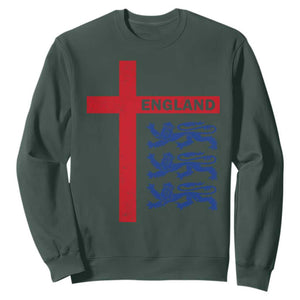 England Football St George Cross Three Lions Emblem Sweatshirt TS11 Dark Forest Green Print Your Wear