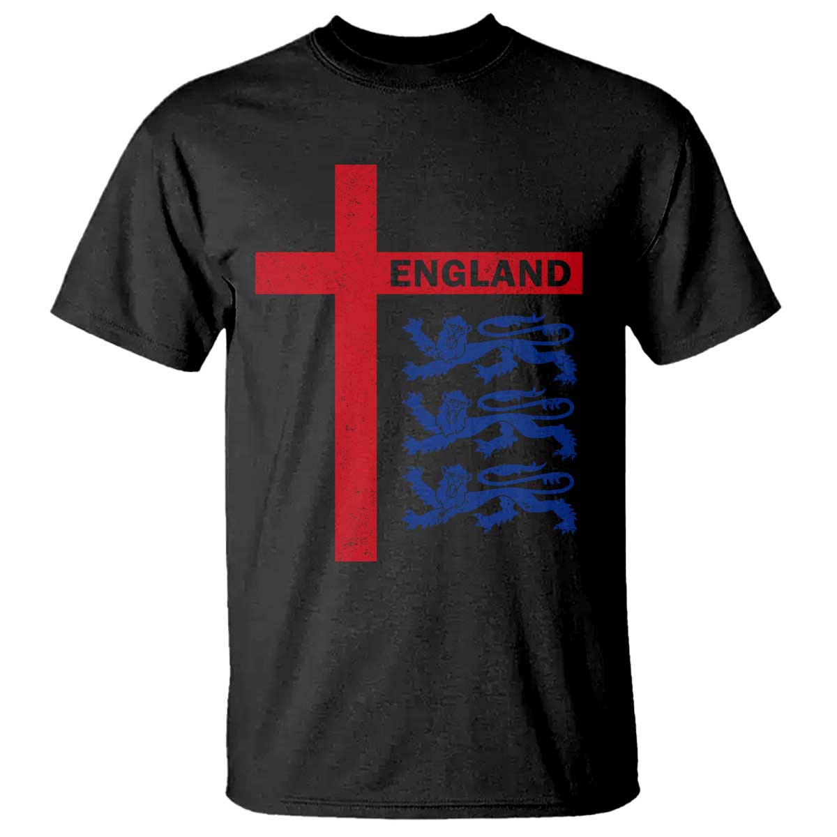 England Football St George Cross Three Lions Emblem T Shirt TS11 Black Print Your Wear