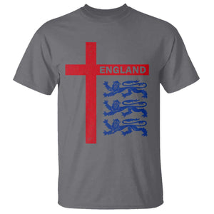 England Football St George Cross Three Lions Emblem T Shirt TS11 Charcoal Print Your Wear