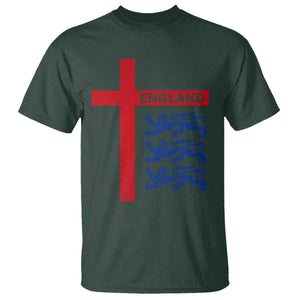 England Football St George Cross Three Lions Emblem T Shirt TS11 Dark Forest Green Print Your Wear