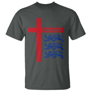 England Football St George Cross Three Lions Emblem T Shirt TS11 Dark Heather Print Your Wear