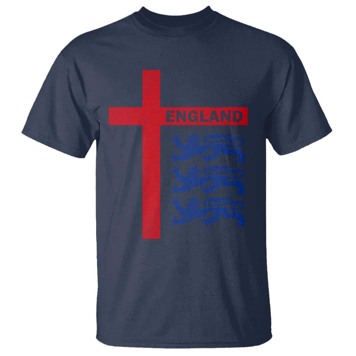 England Football St George Cross Three Lions Emblem T Shirt TS11 Navy Print Your Wear