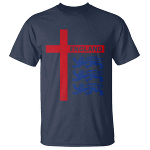 England Football St George Cross Three Lions Emblem T Shirt TS11 Navy Print Your Wear