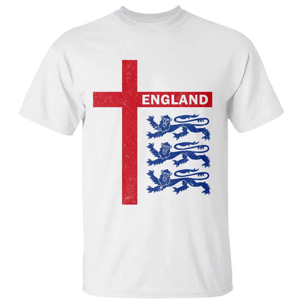 England Football St George Cross Three Lions Emblem T Shirt TS11 White Print Your Wear
