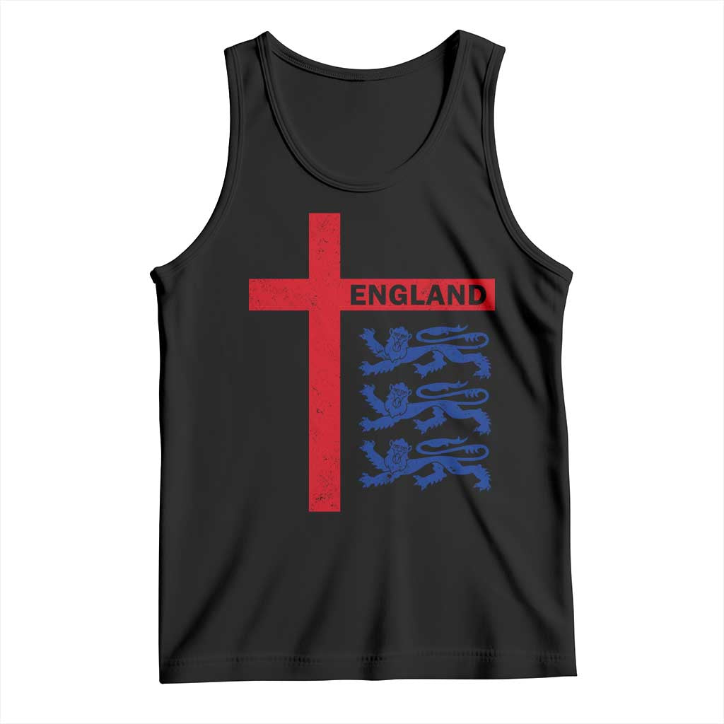 England Football St George Cross Three Lions Emblem Tank Top TS11 Black Print Your Wear