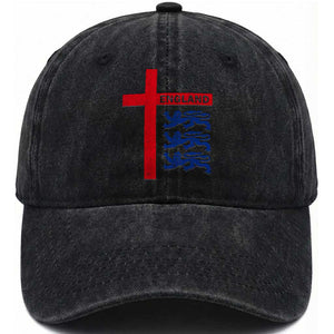 England Football St George Cross Three Lions Emblem Washed Cotton Baseball Cap TS11 Print Your Wear