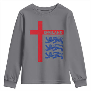England Football St George Cross Three Lions Emblem Youth Sweatshirt TS11 Charcoal Print Your Wear