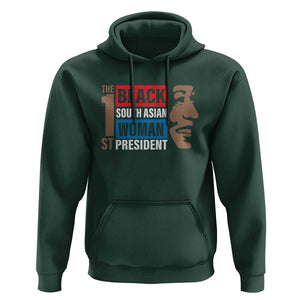 Harris 2024 Hoodie The First Woman South Asian Black Kamala Presidential Election TS11 Dark Forest Green Print Your Wear