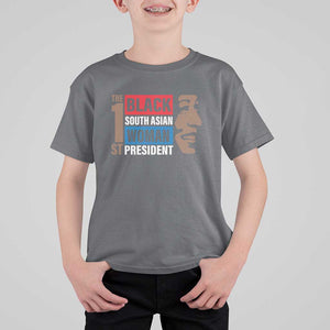 Harris 2024 T Shirt For Kid The First Woman South Asian Black Kamala Presidential Election TS11 Charcoal Print Your Wear