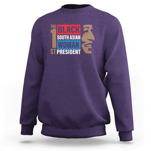 Harris 2024 Sweatshirt The First Woman South Asian Black Kamala Presidential Election TS11 Purple Print Your Wear