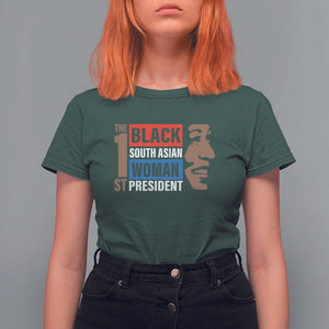 Harris 2024 T Shirt For Women The First Woman South Asian Black Kamala Presidential Election TS11 Dark Forest Green Print Your Wear