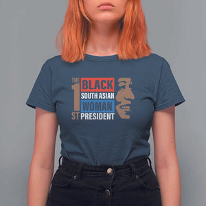 Harris 2024 T Shirt For Women The First Woman South Asian Black Kamala Presidential Election TS11 Navy Print Your Wear