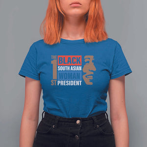 Harris 2024 T Shirt For Women The First Woman South Asian Black Kamala Presidential Election TS11 Royal Blue Print Your Wear