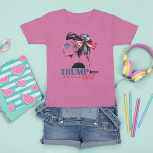 Trump Girl T Shirt For Kid Messy Bun Sunglasses 2024 USA Flag Coquette Bow TS11 Azalea Print Your Wear