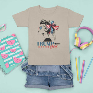 Trump Girl T Shirt For Kid Messy Bun Sunglasses 2024 USA Flag Coquette Bow TS11 Sand Print Your Wear