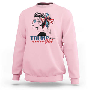 Trump Girl Sweatshirt Messy Bun Sunglasses 2024 USA Flag Coquette Bow TS11 Light Pink Print Your Wear