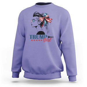 Trump Girl Sweatshirt Messy Bun Sunglasses 2024 USA Flag Coquette Bow TS11 Violet Print Your Wear