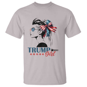 Trump Girl T Shirt Messy Bun Sunglasses 2024 USA Flag Coquette Bow TS11 Ice Gray Print Your Wear