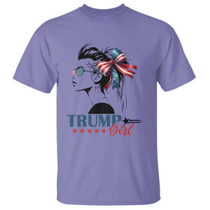 Trump Girl T Shirt Messy Bun Sunglasses 2024 USA Flag Coquette Bow TS11 Violet Print Your Wear