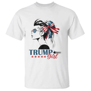 Trump Girl T Shirt Messy Bun Sunglasses 2024 USA Flag Coquette Bow TS11 White Print Your Wear