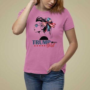 Trump Girl T Shirt For Women Messy Bun Sunglasses 2024 USA Flag Coquette Bow TS11 Azalea Print Your Wear