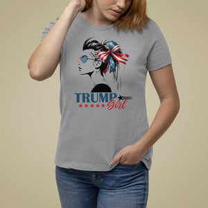 Trump Girl T Shirt For Women Messy Bun Sunglasses 2024 USA Flag Coquette Bow TS11 Sport Gray Print Your Wear