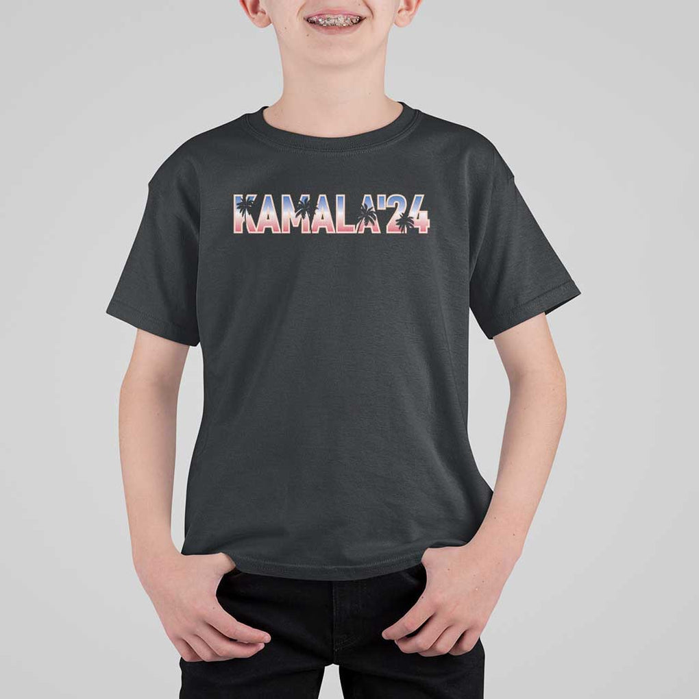 Kamala'24 T Shirt For Kid Coconut Tree USA Flag TS11 Black Print Your Wear