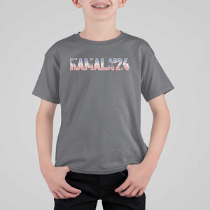 Kamala'24 T Shirt For Kid Coconut Tree USA Flag TS11 Charcoal Print Your Wear