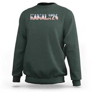 Kamala'24 Sweatshirt Coconut Tree USA Flag TS11 Dark Forest Green Print Your Wear