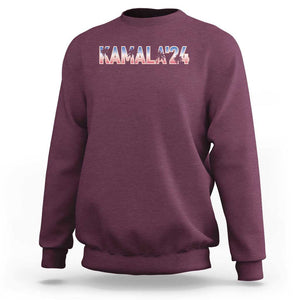 Kamala'24 Sweatshirt Coconut Tree USA Flag TS11 Maroon Print Your Wear