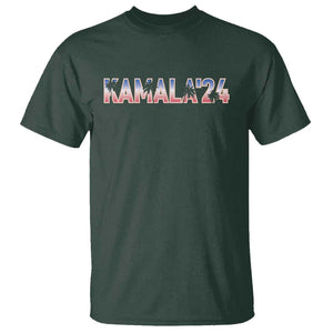 Kamala'24 T Shirt Coconut Tree USA Flag TS11 Dark Forest Green Print Your Wear