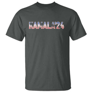 Kamala'24 T Shirt Coconut Tree USA Flag TS11 Dark Heather Print Your Wear