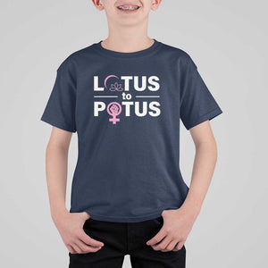 Lotus To Potus T Shirt For Kid Harris Woman Potus 47 Feminist TS11 Navy Print Your Wear