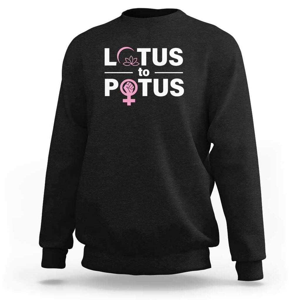 Lotus To Potus Sweatshirt Harris Woman Potus 47 Feminist TS11 Black Print Your Wear